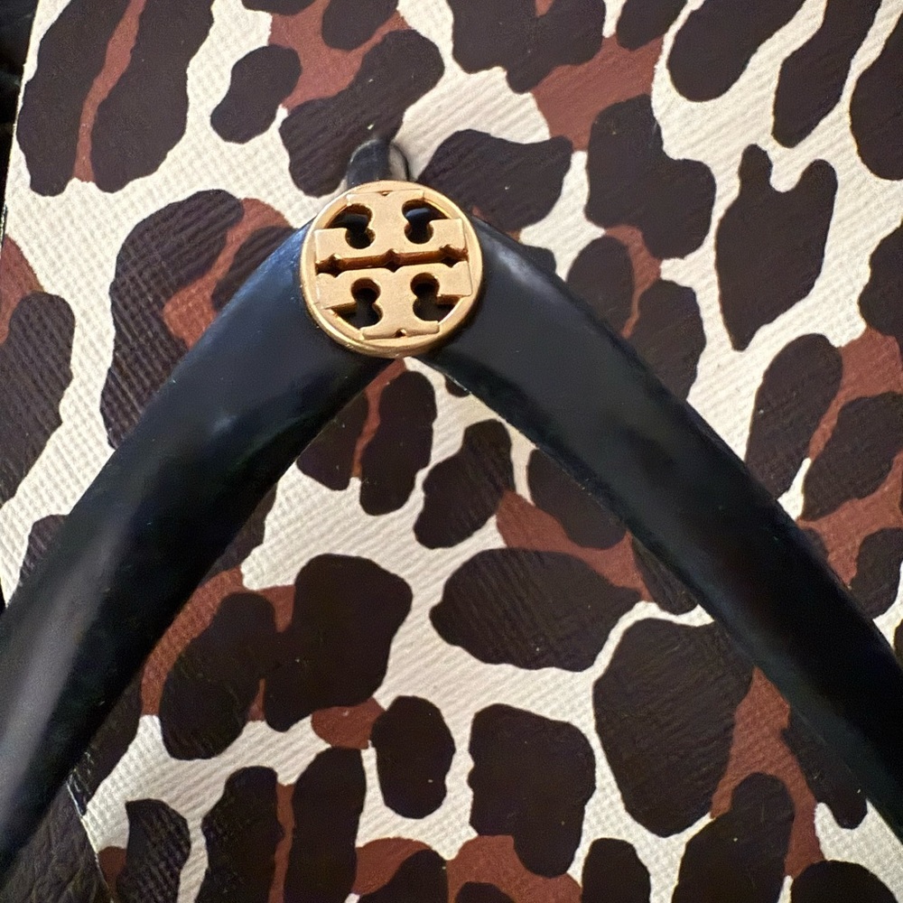 Tory Burch Ivory and Black Flip Flops